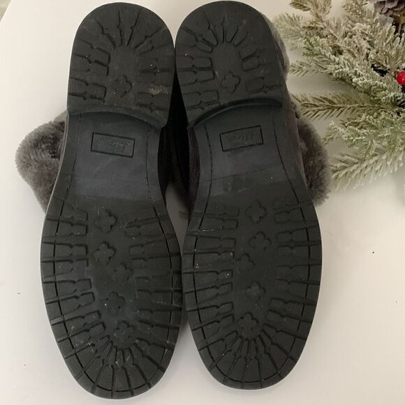 GH Bass & Co Women’s Alexis Gray Ankle Boots Faux Fur Slip On Size 10 - Picture 8 of 11